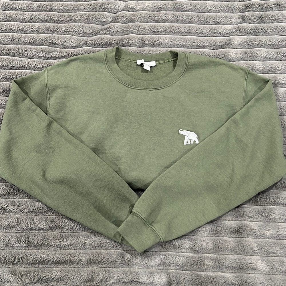 Top shop green elephant pullover